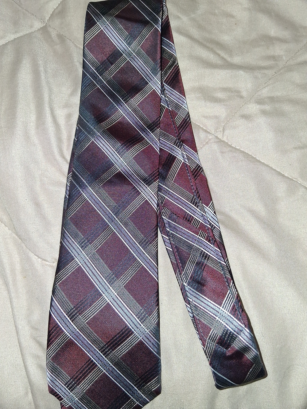 Pronto Uomo Burgundy and Black Plaid Silk Tie